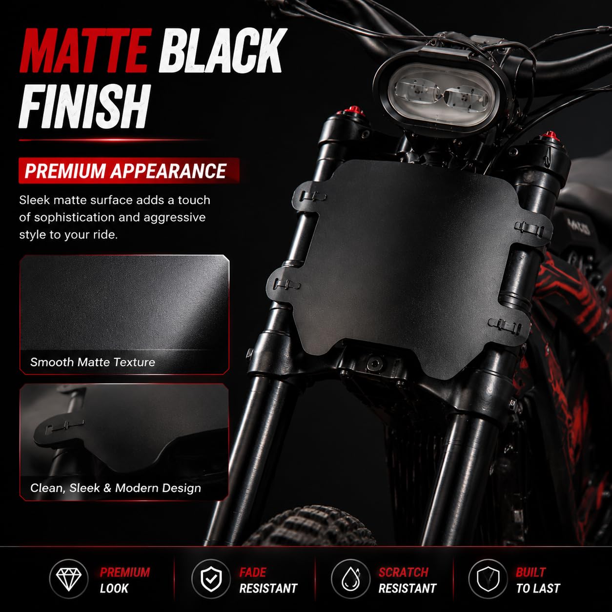 Motorcycle Front Number Plate Matte Black Easy to Install License Plate Replacement for SUR RON Light Bee Light S X ABS Plastic Replacement