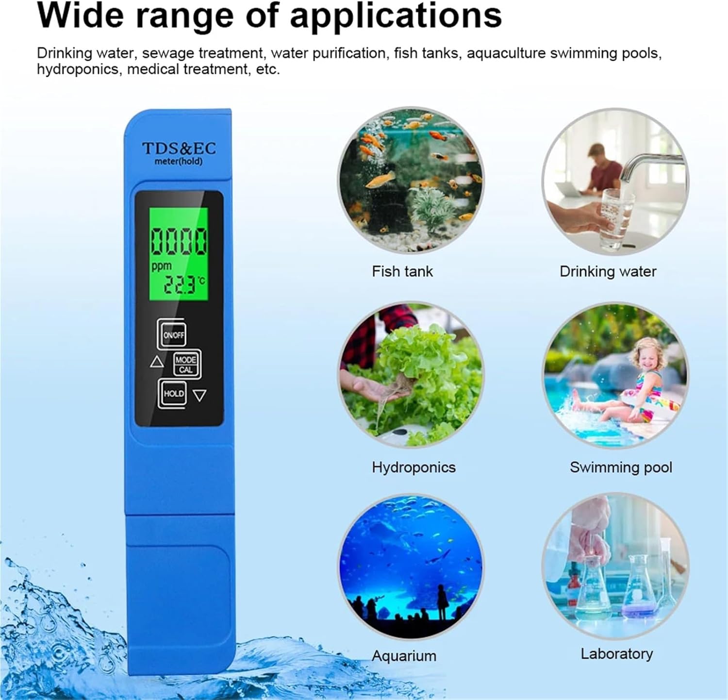 1pc 3 In1 TDS EC Meter Temperature Tester Pen Multifunctional Digital Water Quality Tester for Water Purity Temp PPM Tester