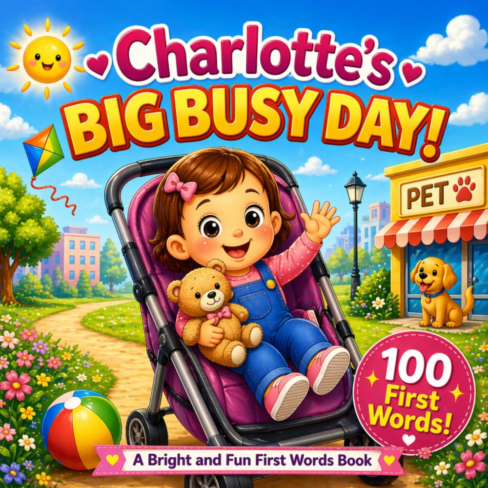 Charlotte’s Big Busy Day: A Personalized 100 First Words Book for Toddlers (Three Hearts Personalized Name Books: Charlotte)