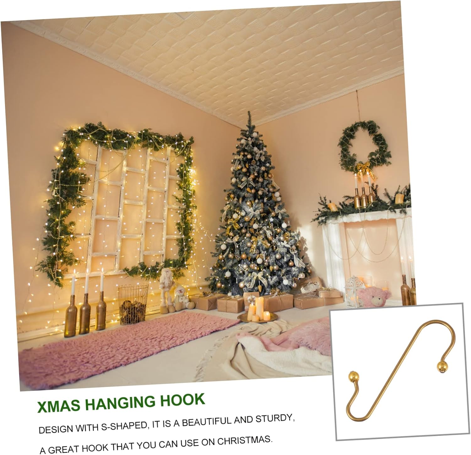 50pcs Xmas Hanging Hooks Creative Metal Hangers for Christmas Tree Decorations Punch Strong Load-Bearing for Holiday Parties and Home Decor