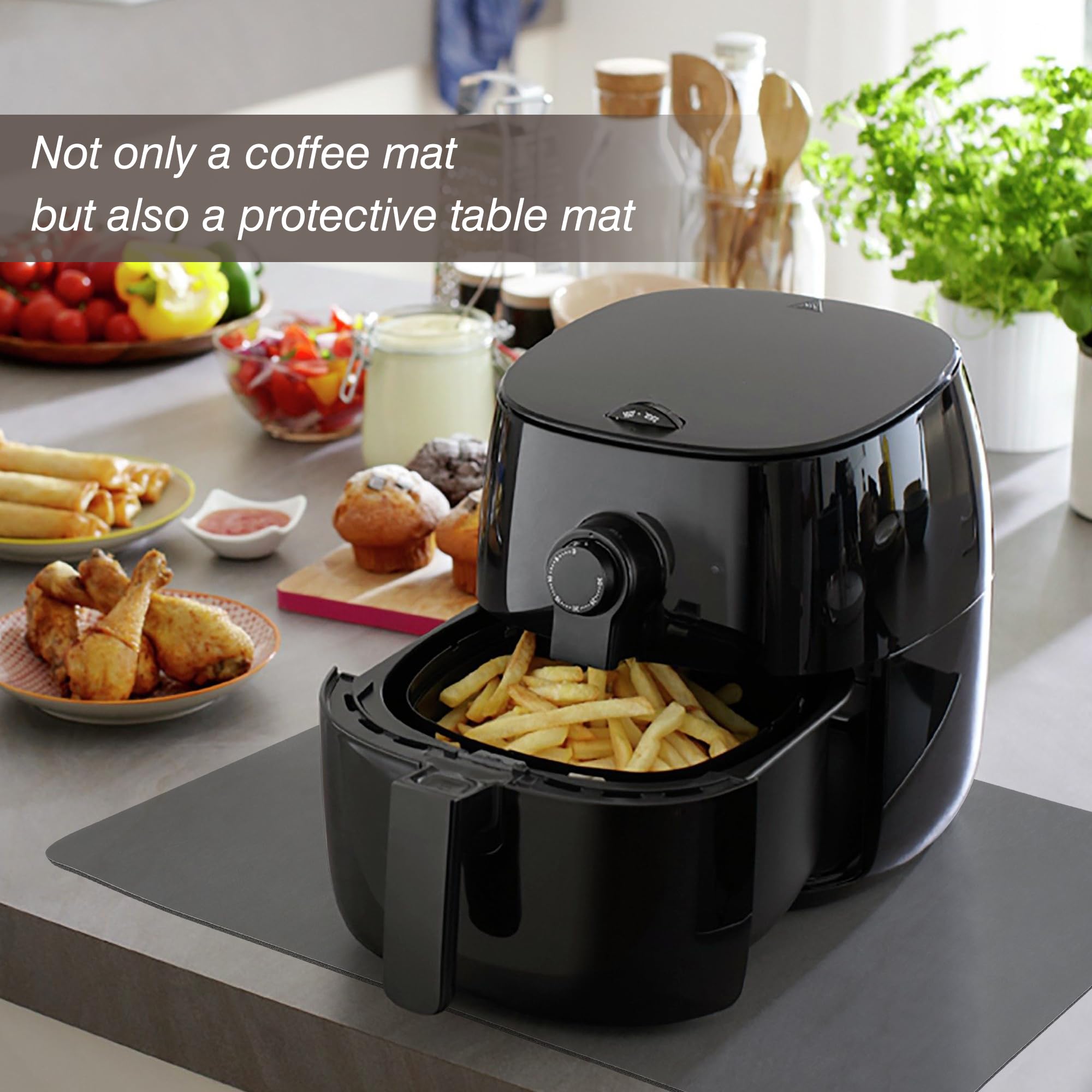 Pietuley Anti-slip koffiezetapparaat, onderlegger, afdruipmat, servies, zuigmat, volautomatische koffiemachine, antislipmat (50 x 30 cm, grijs