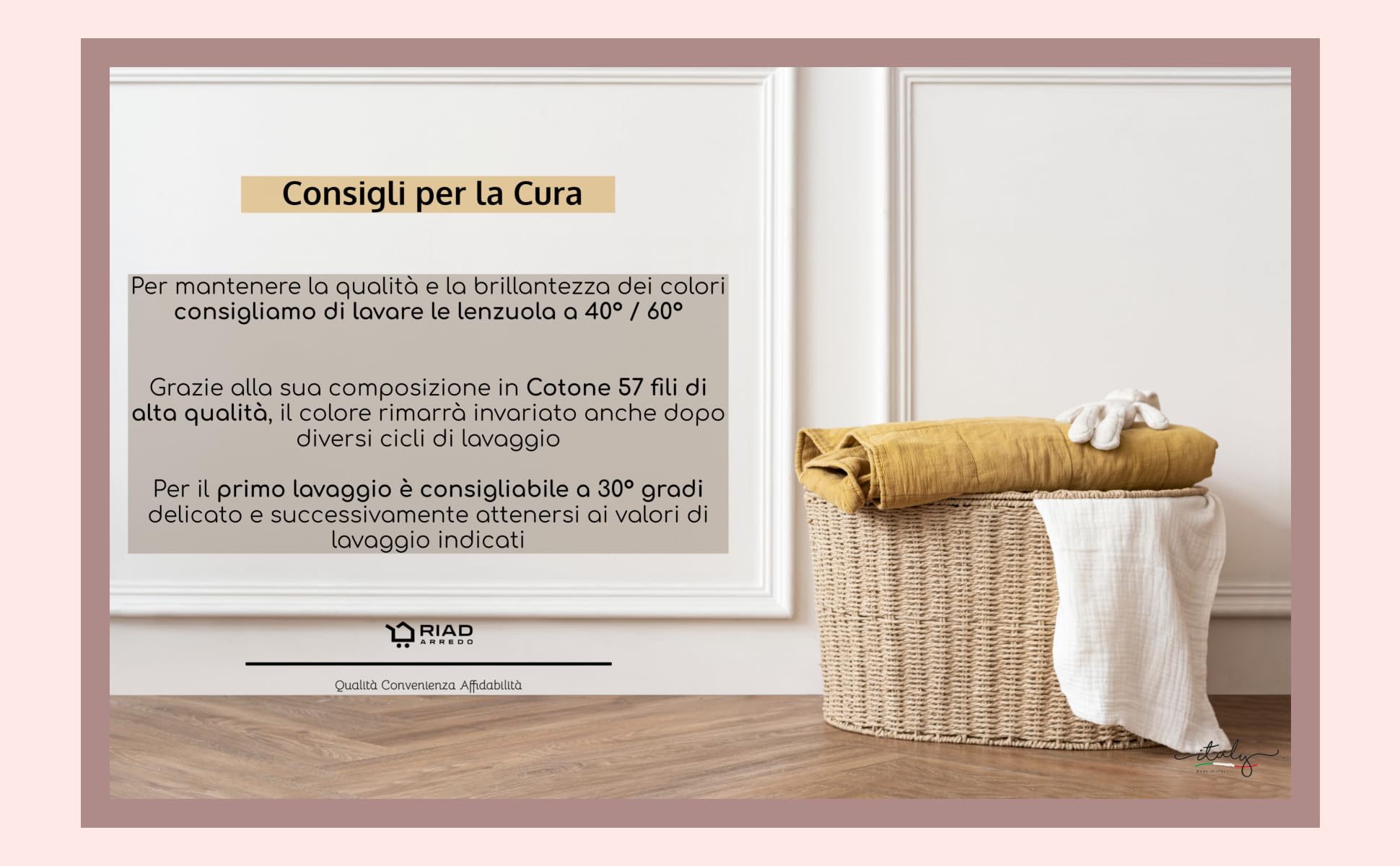 Riad Arredo Set Lenzuola Letto Matrimoniale 100% Cotone PERCALLE - Completo Letto Morbido in Prezioso Percalle (Ilaria Blue)