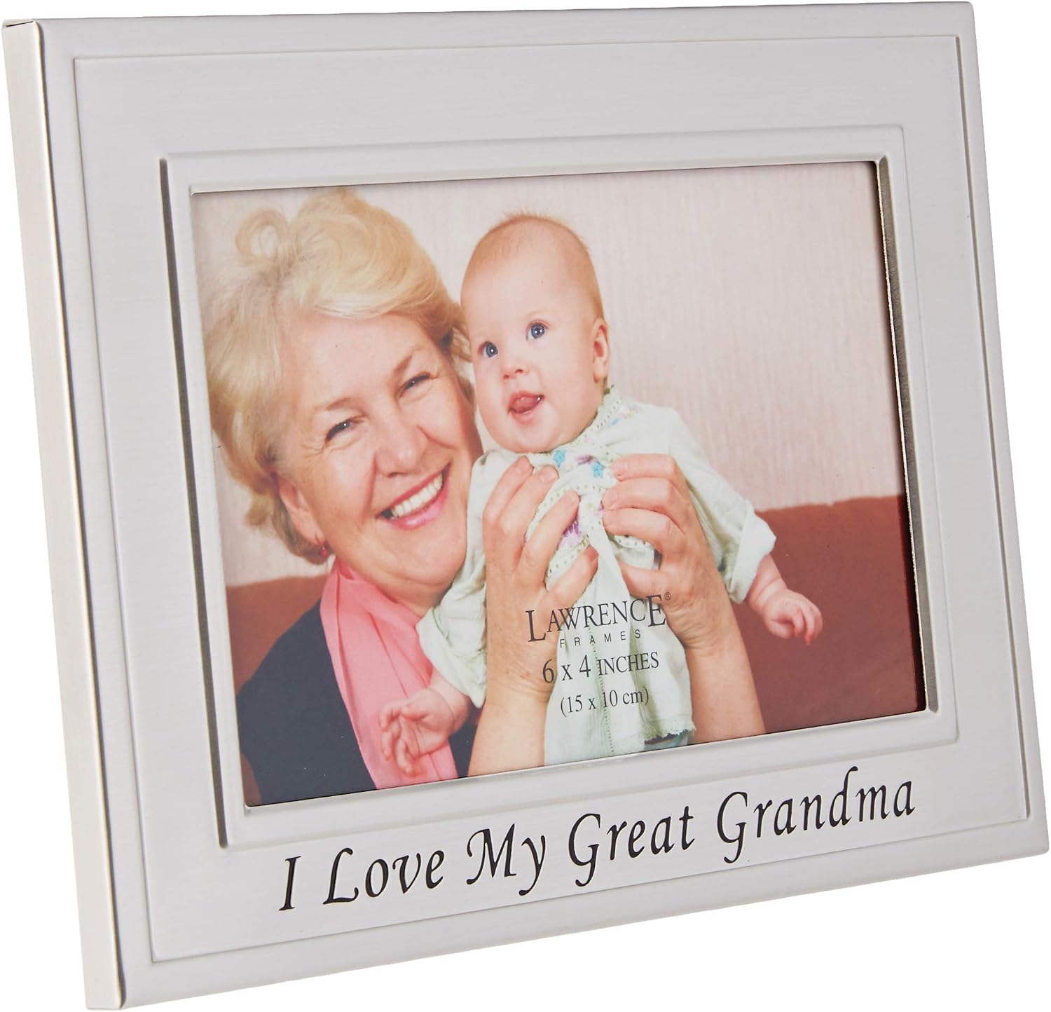 Lawrence Frames Brushed Metal 4 by 6-Inch I Love My Great Grandma Picture Frame, Sentiments Collection, Silver