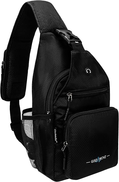 Gisdanchz Shoulder Bag Small Packback, Mens Travel Crossbody Chest Sling Bag Rucksack for Men and Women Mini Multipurpose Purse Daypack Hiking Backpacks Cross Body Shoulder Sling Bags Black