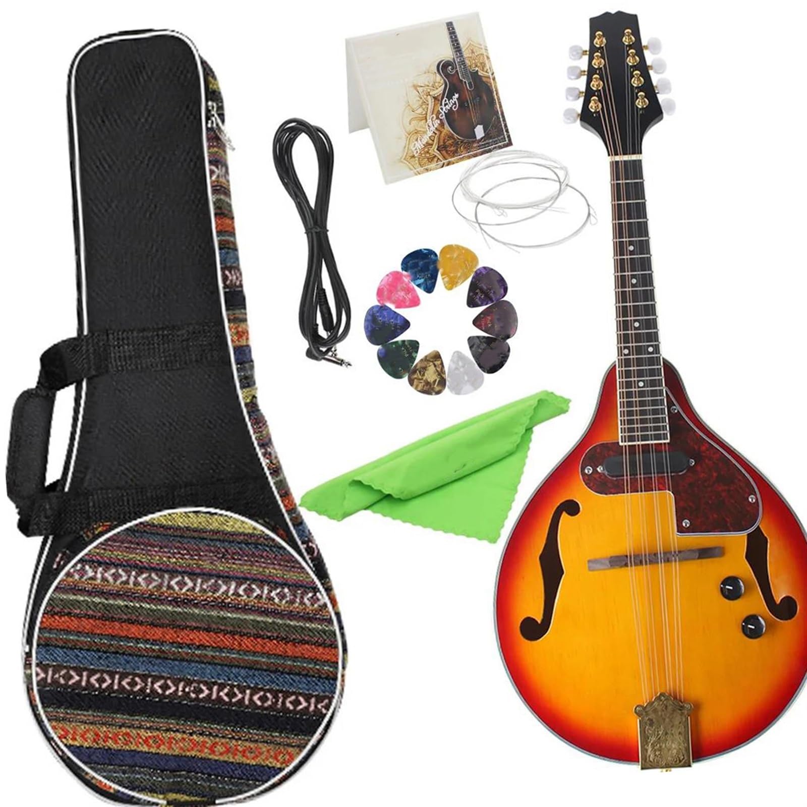 Adulte Mandoline Instrument Mandoline Électrique À 8 Cordes Instrument De Style A Mandoline Électrique Avec Sac À Dos De Transport(Mandolin Set)