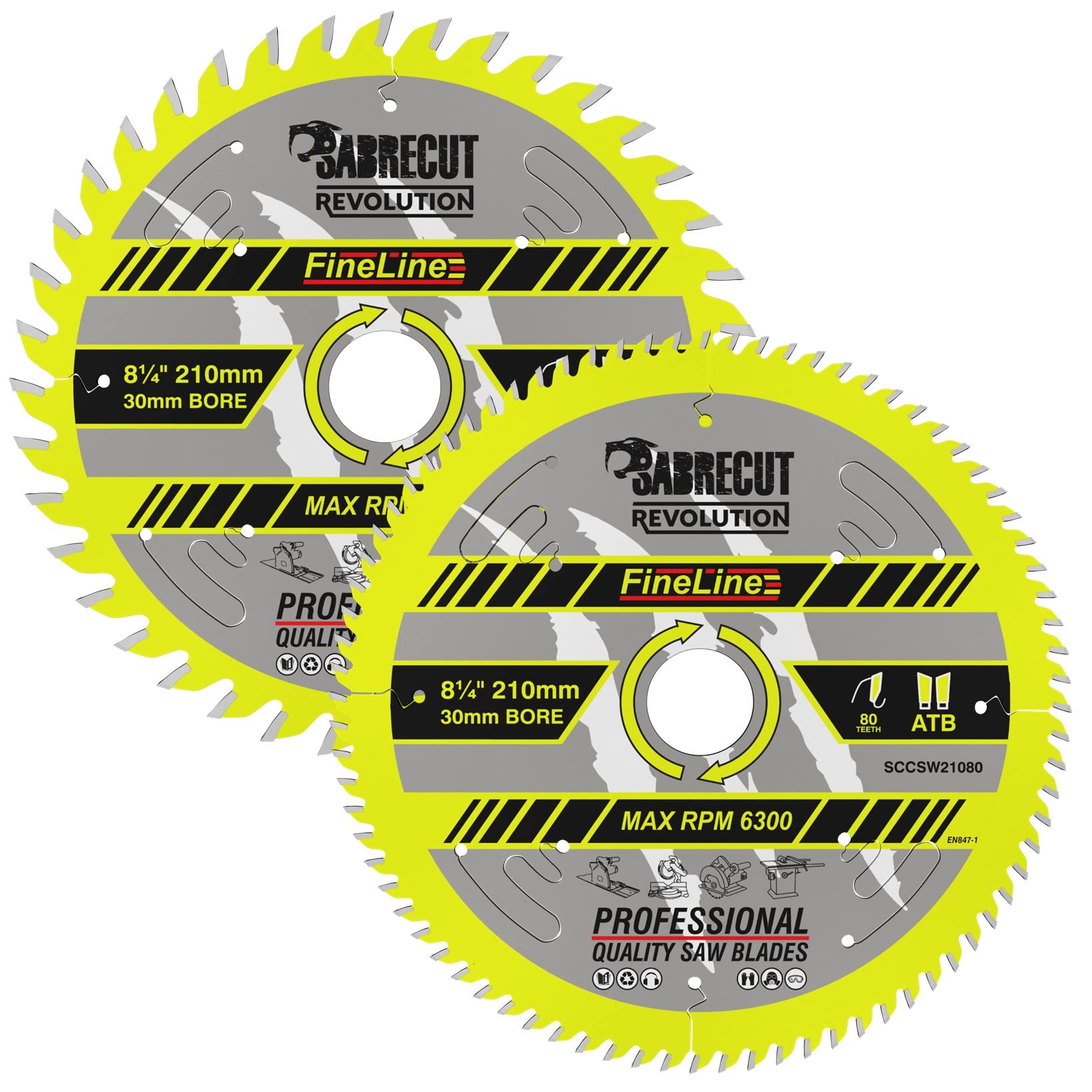 SabreCut 2pcs SCCSW210K1 210mm 40T 80T 30mm Eje Disco sierra circular TCT | Puntas de carburo alemanas ofrecen corte preciso, menos roturas y larga vida útil