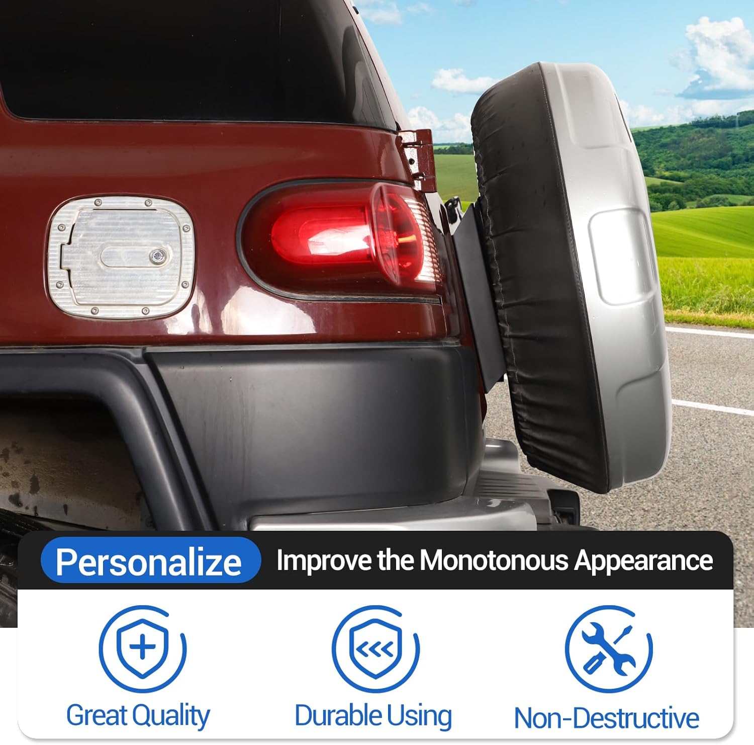 Spare Tire Carrier Mount Compatible with Toyot@ FJ Cruiser 2007-2021, Rear Spare Wheel Heighten Holder Mount, Spare Tire Reinforcement Bracket Accessories