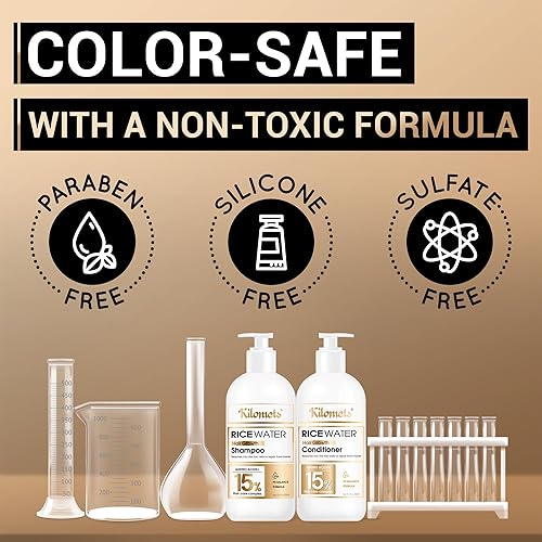 Miniatura 5 de Champú de agua de arroz para el crecimiento del cabello, regeneración, adelgazamiento del cabello y anti pérdida de cabello, otoño con ingredientes