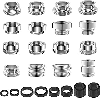 GETRICH 16 Stück Wasserhahn Adapter, Wasserhahnadapter Set mit Dichtungen Innengewinde Wasserhahn Belüfter Anschluss Spültischarmatur Gewindeadapter für Küche Gartenschlauch Anschluss Wasserfilter