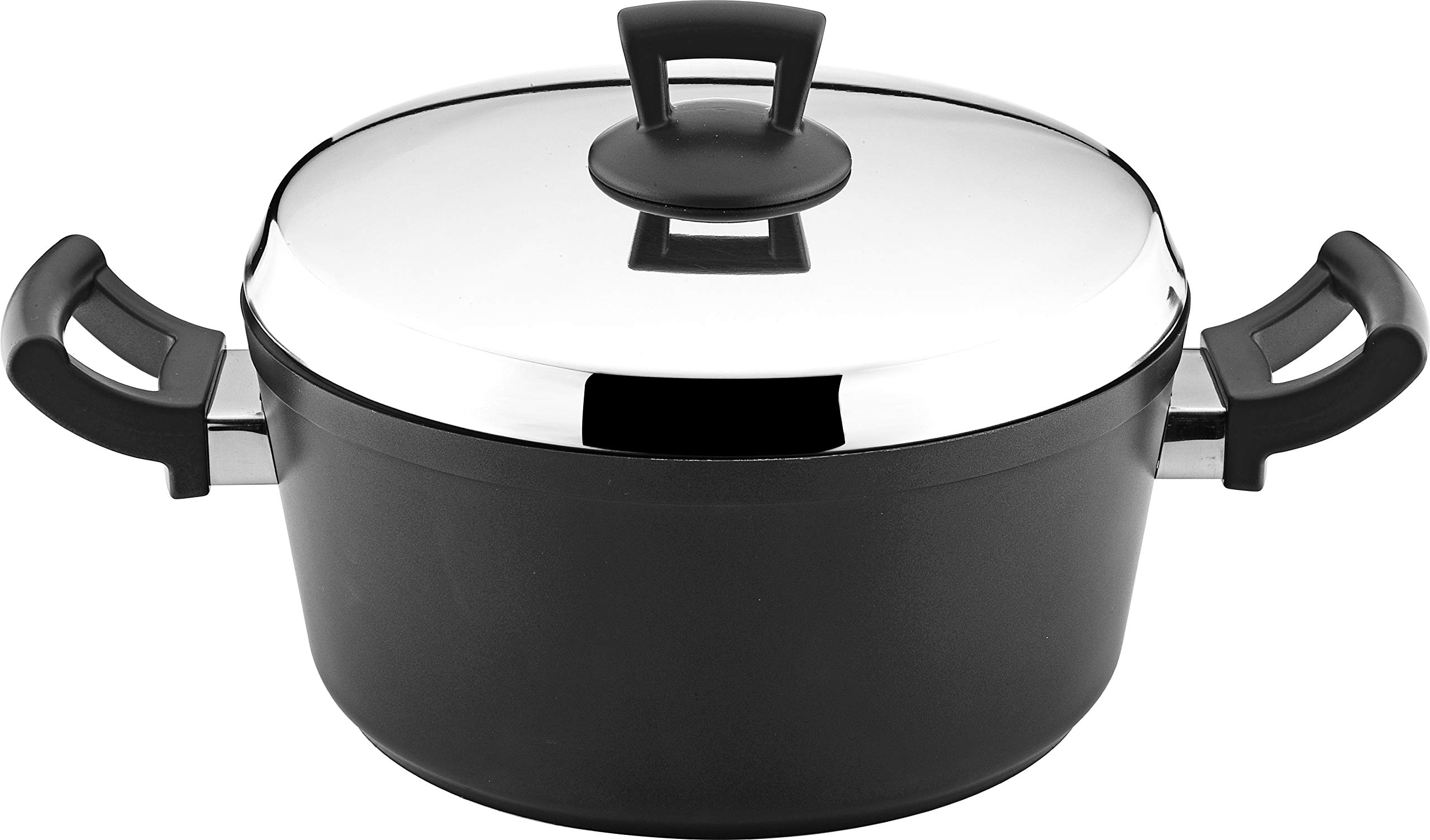 Hascevher Cast Aluminum Nonstick Stockpot with Stainless Steel Lid Cookware, 7.5 Quart, Black hg7.5
