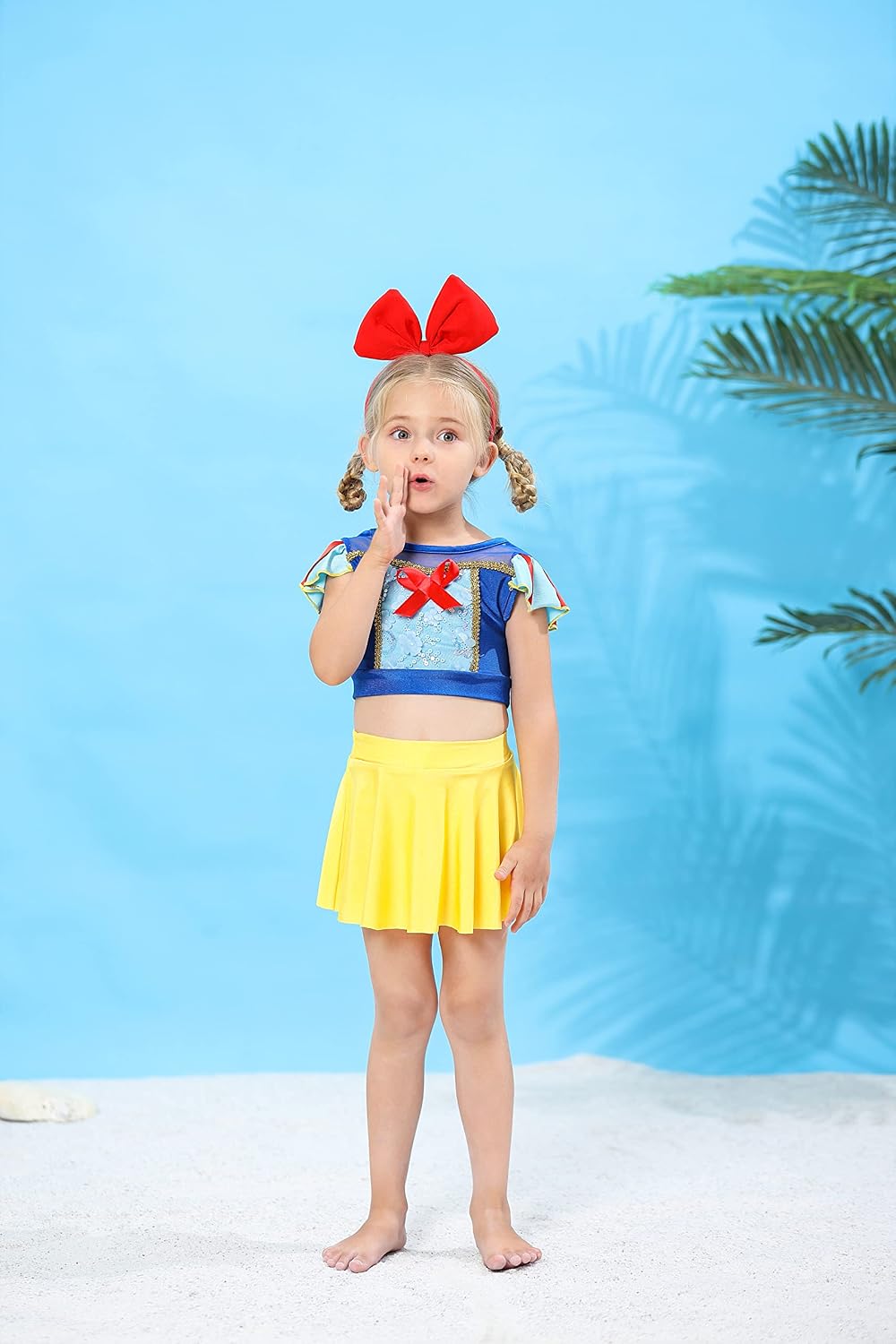 WonderBabe Girls Princess Two Piece Swimsuit Kids Bathing Suits Ruffles Fancy Swimwear Surf Beach Summer Swimming Tankini Set
