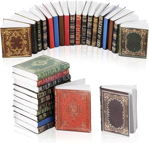 51 libros en miniatura, a escala 112, libros surtidos de casa de muñecas atemporales, accesorios de decoración de casa de muñecas de Navidad,