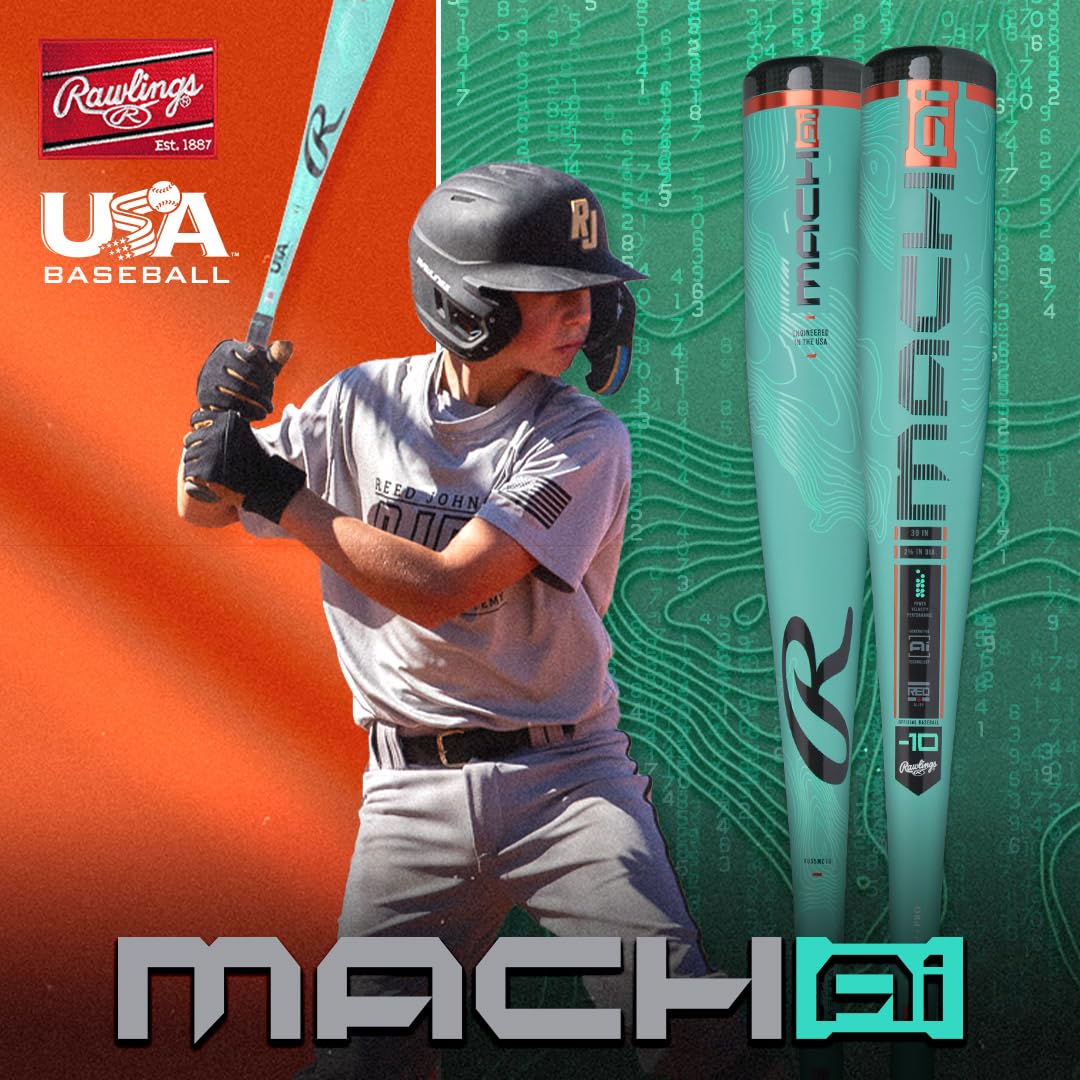 Rawlings MACH AI Baseballschläger 2025, USA, 10 Drop, 6,4 cm Schaft, 1 Stück Hybrid