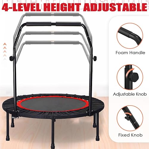 Miniatura 3 de Trampolín, cama elástica portátil Fitnes plegable en el hogar mini rebotador con mango de espuma ajustable, trampolín de ejercicio para