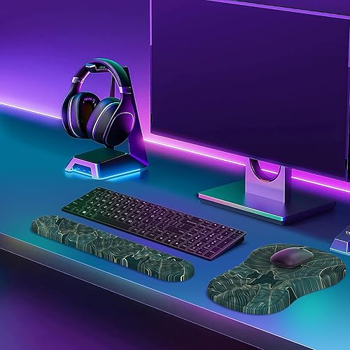 Miniatura 9 de HAOCOO Alfombrilla de mouse ergonómica con reposamuñecas y reposamuñecas para teclado, juego de 3 alfombrillas de mouse para túnel carpiano para