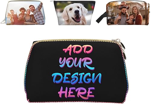 Bolsa de maquillaje personalizada, diseño personalizado, tu propia foto, logotipo, nombre, bolsa de cosméticos, bolsa de aseo duradera y ligera,