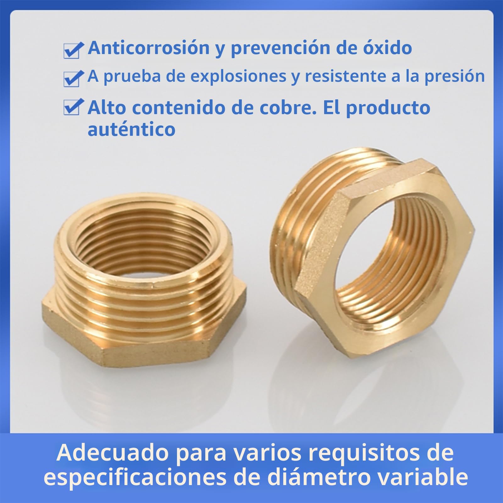Reductor de latón adaptador 1/2 a 1/4 pulgada rosca macho hembra Ø20mm x Ø12mm accesorio tuberías agua