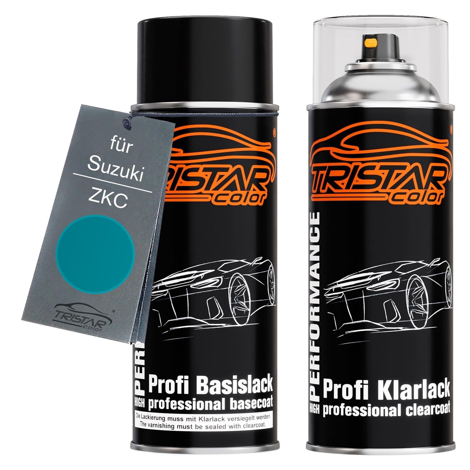 TRISTARcolor Vernice per auto Kit di bombolette spray per Suzuki ZKC Splash Turquoise Metallic/Lagoon Turquoise 2 Metallic vernice di base vernice trasparente bomboletta a spruzzo