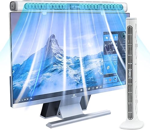 masso Ventilador de escritorio, ventilador de monitor, ventilador portátil sin aspas con 3 velocidades, ventilador de escritorio de oficina que