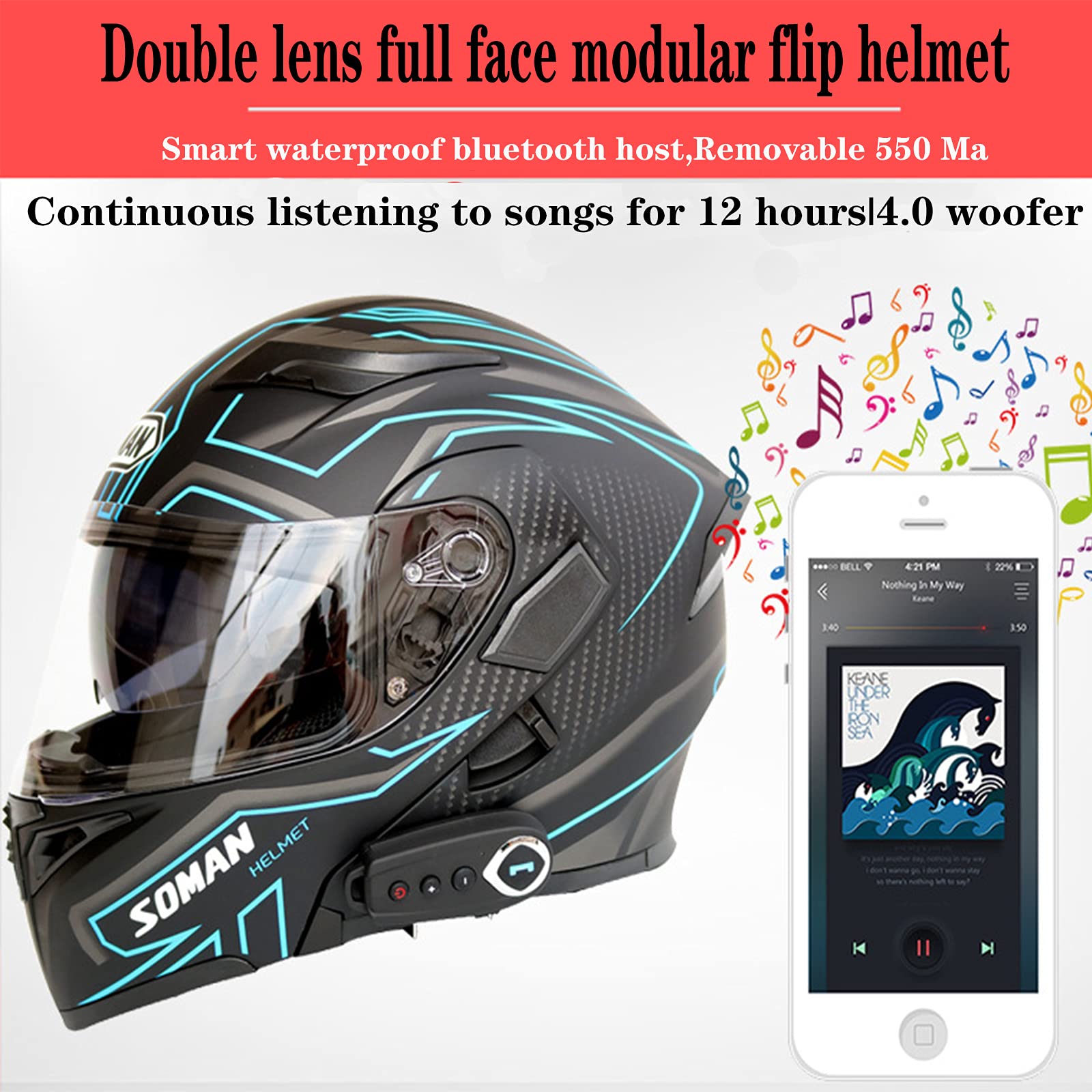 Bluetooth Helm Integraalhelm Motorhelm Crashhelm Voor