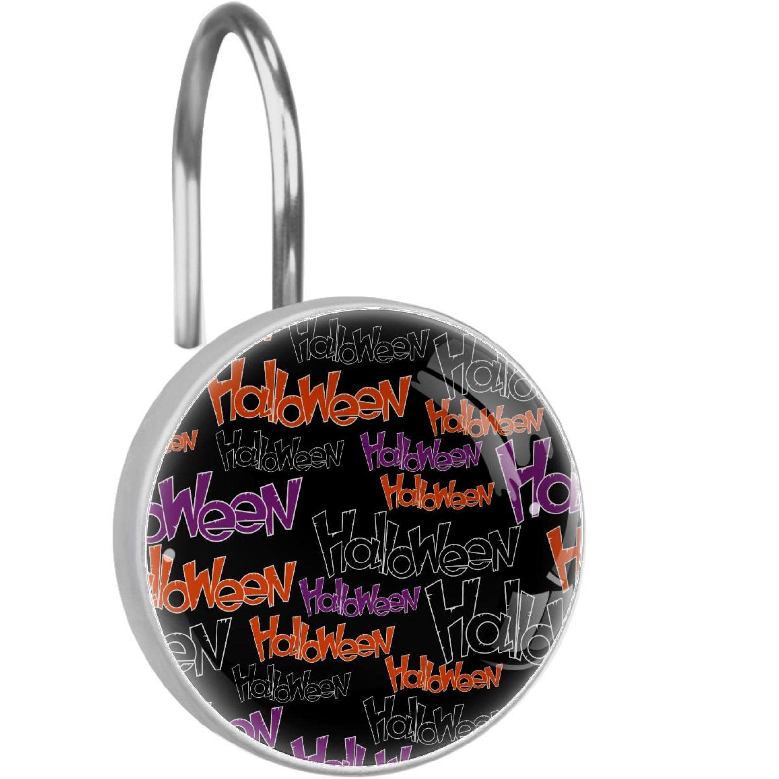 Lot 12 crochets rideau de douche acier inoxydable motif lettres Halloween salle de bain