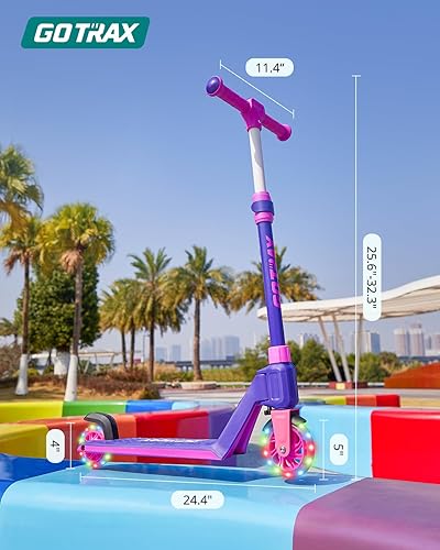 Vista 14 de Gotrax K03 Kick Scooter para niños, ruedas iluminadas LED RGB de 5 pulgadas, 4.6 libras ligero y diseño desmontable con un solo clic, barra de mano