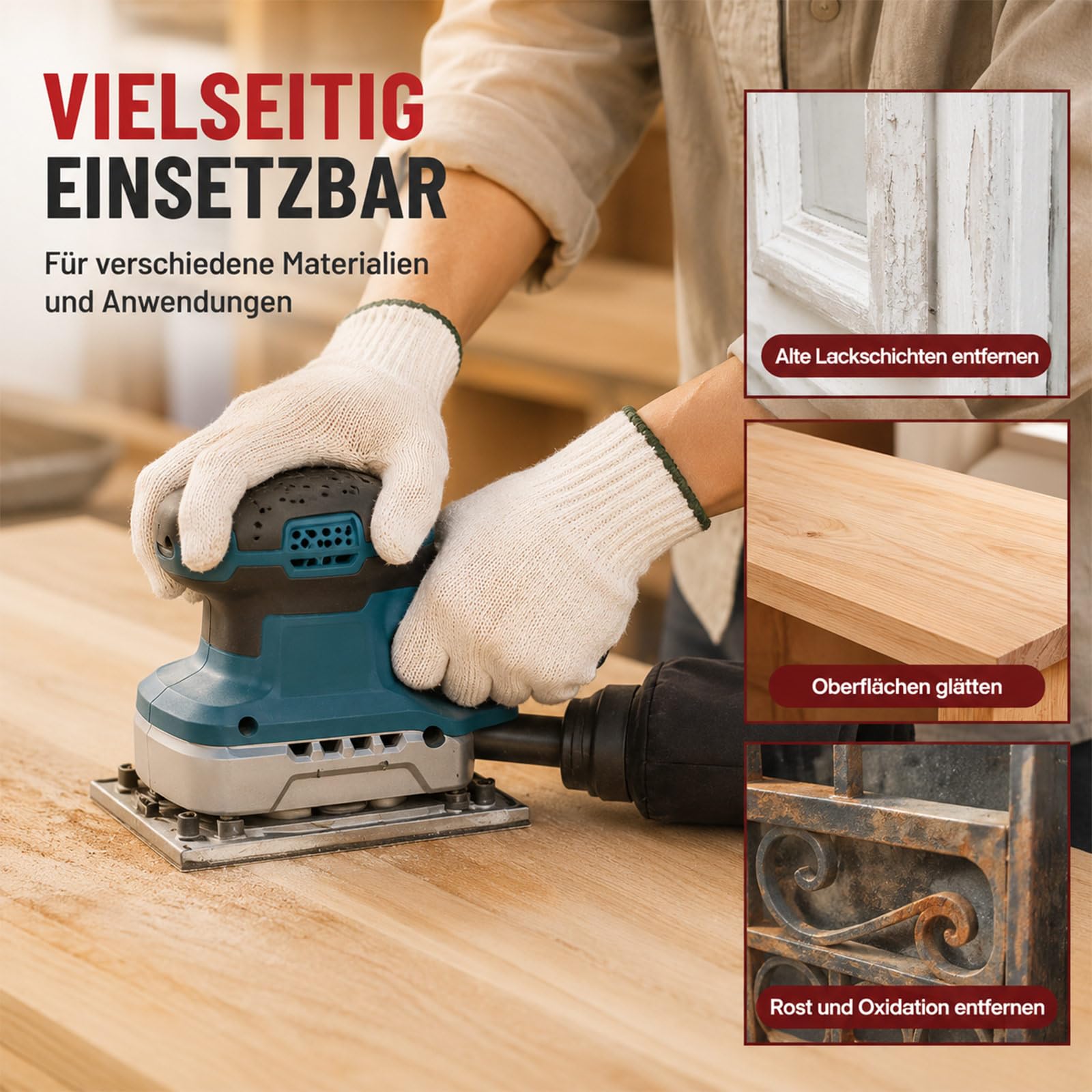 Zestaw 80 sztuk papieru ściernego, 93 x 185 mm, 40/60/80/120/180/240/320/400, arkusze szlifierskie, 8 otworów, do szlifierek oscylacyjnych, prostokątnych, do drewna, metalu, lakieru, szlifowania