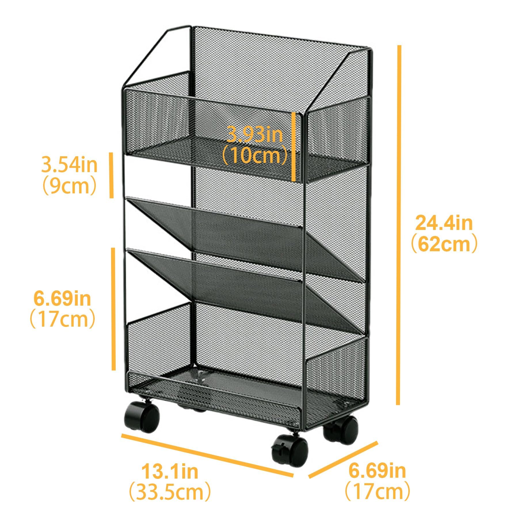Carrito rodante de metal de 5 niveles delgado para almacenamiento utilitario para escuela, oficina, aula, dormitorio, biblioteca, habitación de los niños, elegante diseño blanco