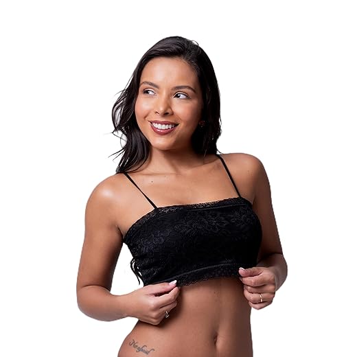 Top Renda Sutian Faixa Alça Fina Lingerie Feminino Moda Blogueira Cropped Tomara Que Caia Sutiã