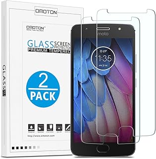 OMOTON [2 Unidades Lenovo Moto G5S Protector de Cristal Templado[5.2 Pulgadas][0.26mm/2.5D] 9H Dureza,99% Transparente y Sensibilidad,NO-Burbujas Instalaci
