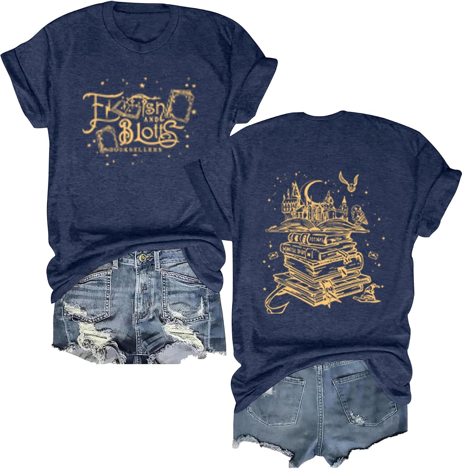 Magical Shirts for Women Book Magic Graphic T-Shirts Flourish and Blotts Shirt Wizard Costume Tops Vacation School Clothes