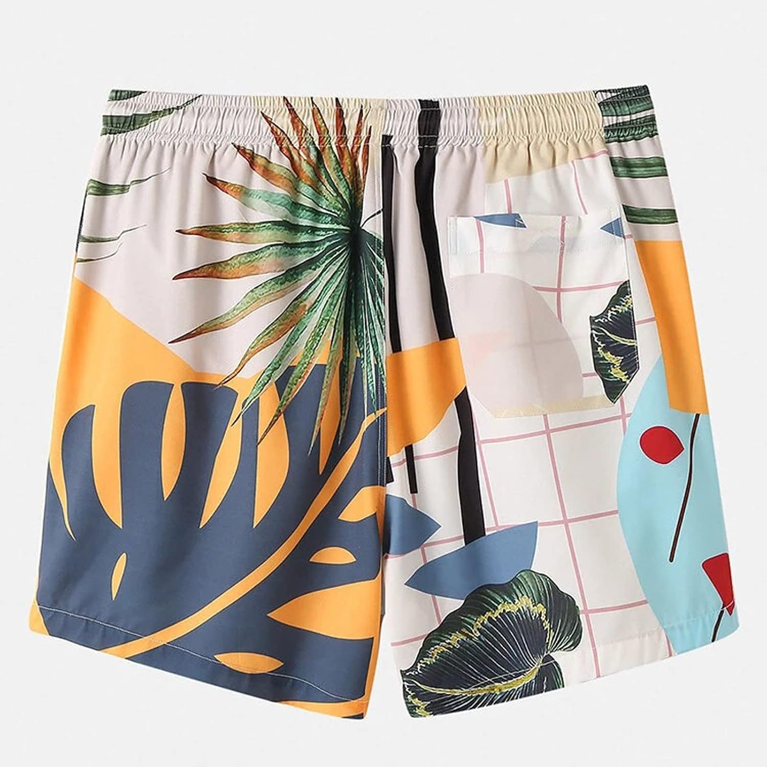 Men's Short Sleeves Shirts Shorts 2PC Set, Summer Hawaiian Stripe Printed Holiday Casual Blouse Tops Shorts Suit