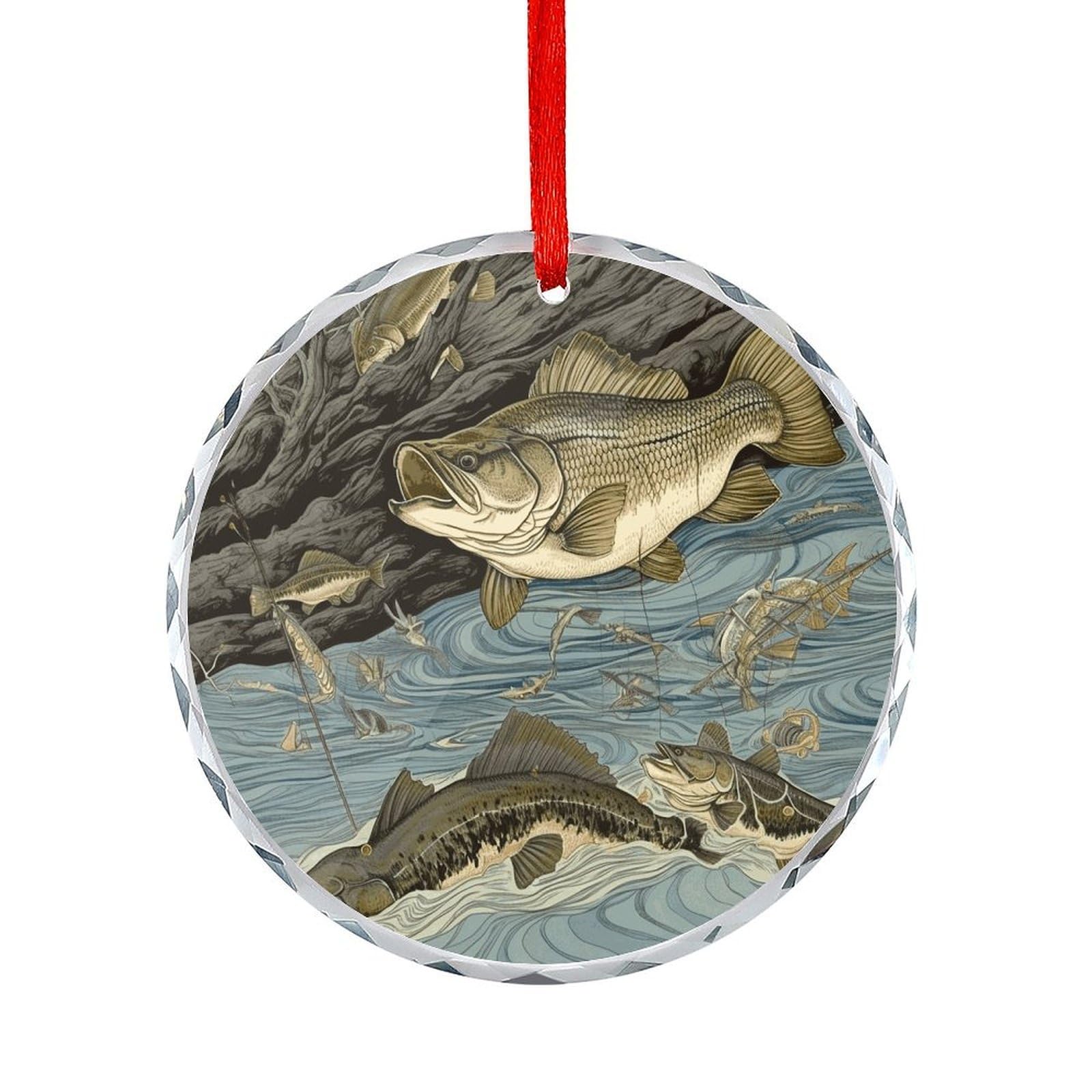 Fodpand Women's Style Fishing Round Glass Ornament Keepsake Gift Exchange Ideas Car Decor,Christmas Ornaments For Tree Window Garden Ornaments