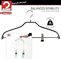 Vista 6 de Mawa by Reston Lloyd Silhouette Series - Percha antideslizante que ahorra espacio con clips para pantalones, estilo 40/FK, juego de 70, color negro