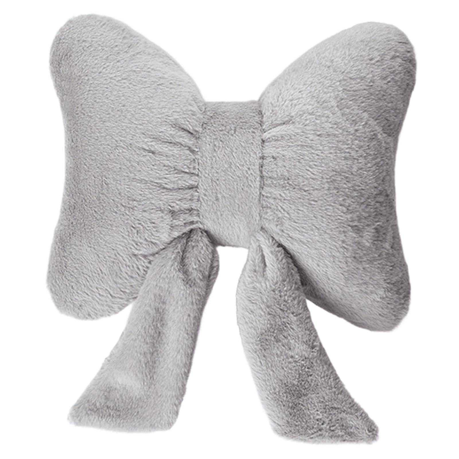 Plush Bow Throw Pillow Aesthetic Versatile Ornament for Dorm Car Living Room Gray-image-28