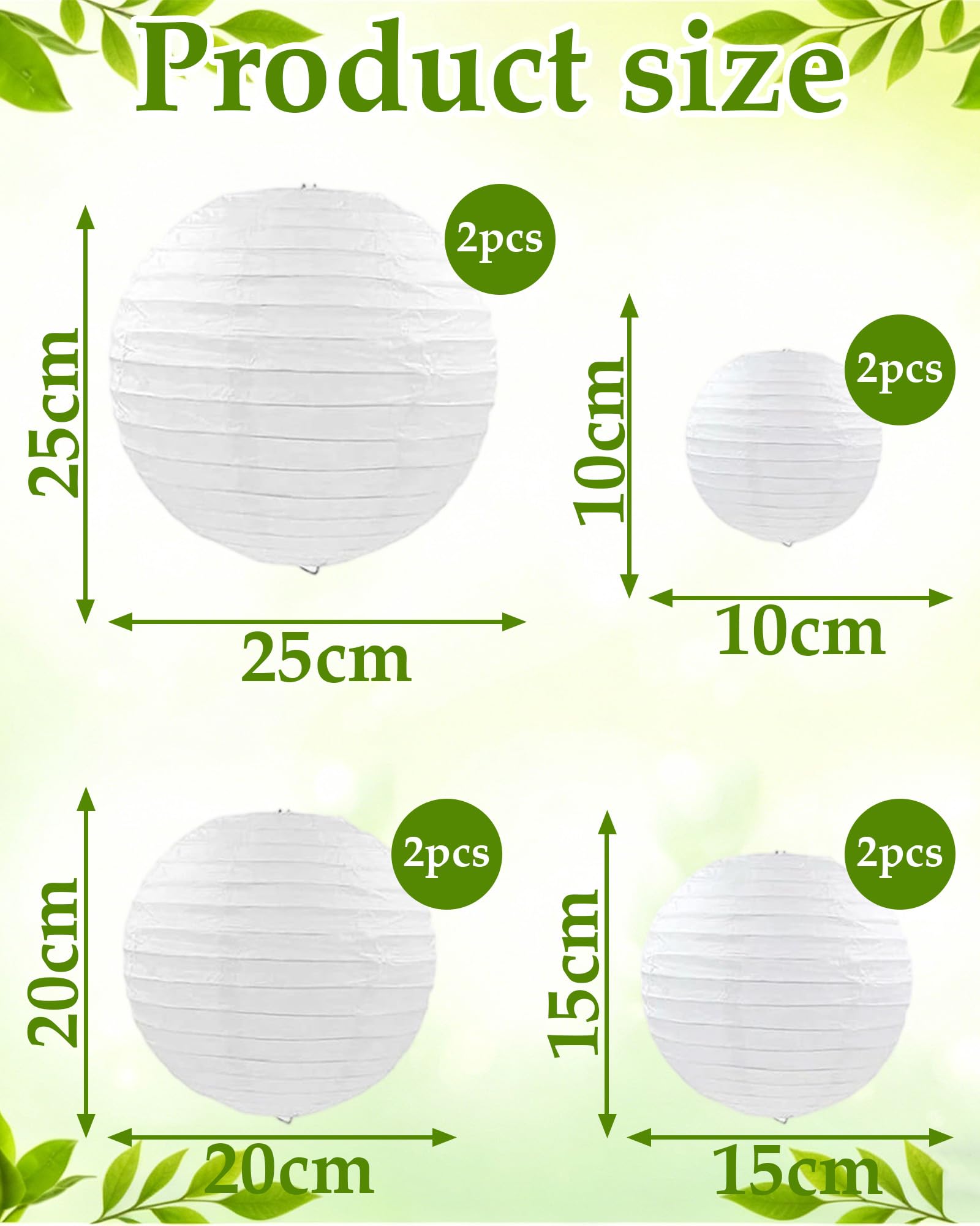 8 Lanterne di Carta Bianco,Paralume Rotondo Decorativo per Matrimoni,Decorative per Matrimoni, Compleanni, Feste ed Eventi