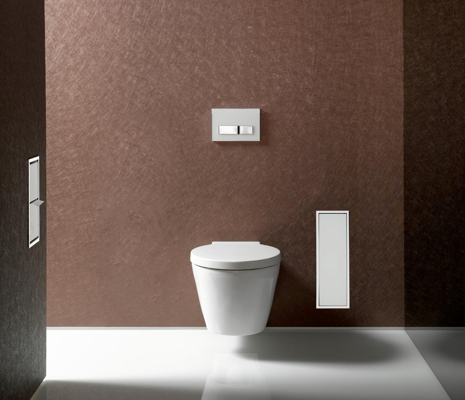 EMCO ASIS 150 Unterputz Badschrank für WC-Bürste, /Glas, Einbauschrank, Türanschlag wählbar Weiß Chrom 49,5 cm Unterputz