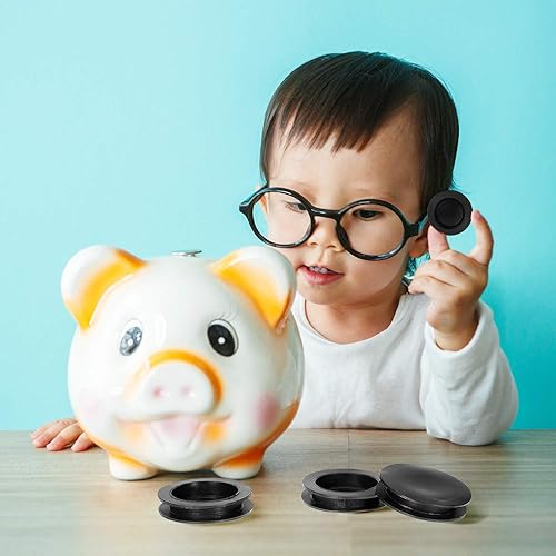 Miniatura 5 de 20 piezas de hucha tapón para alcancía, cubierta de goma negra, enchufe redondo de goma, 1.457 in de diámetro