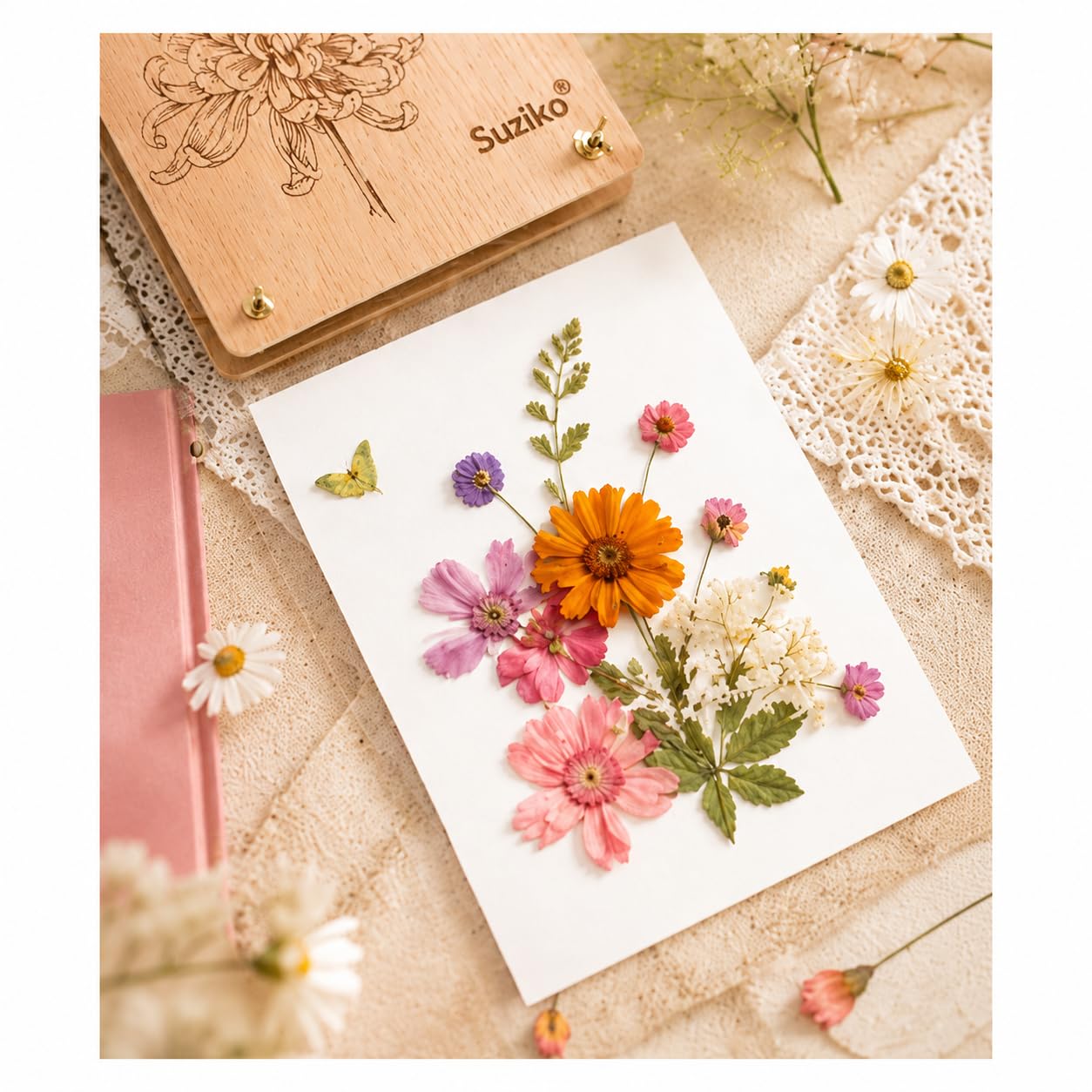 Suziko Großes Blumenpressen-Set - Blumen- und Pflanzenkonservierungs-Set, Maße 27.5x17.5 cm, Kunst und Handwerk für Erwachsene & Kinder, Blattpresse & Blumenpresse - Tolles Geschenk für Liebhaber