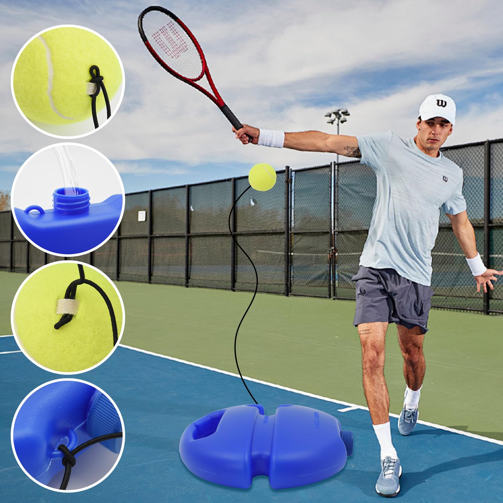 Allenatore di Tennis, per Bambino Principiante, Strumento di Allenamento del Tennis Palla di Tennis di Esercizio di Auto Studio Dispositivo di Rimbalzo della Battiscopa della Sfera di Rimbalzo