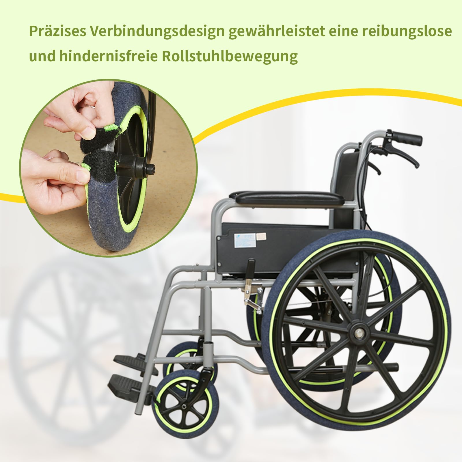 WheelCover per sedie a rotelle, accessori per sedie a rotelle, per proteggere pavimenti e tappeti, 1 paio (blu, 24 pollici)
