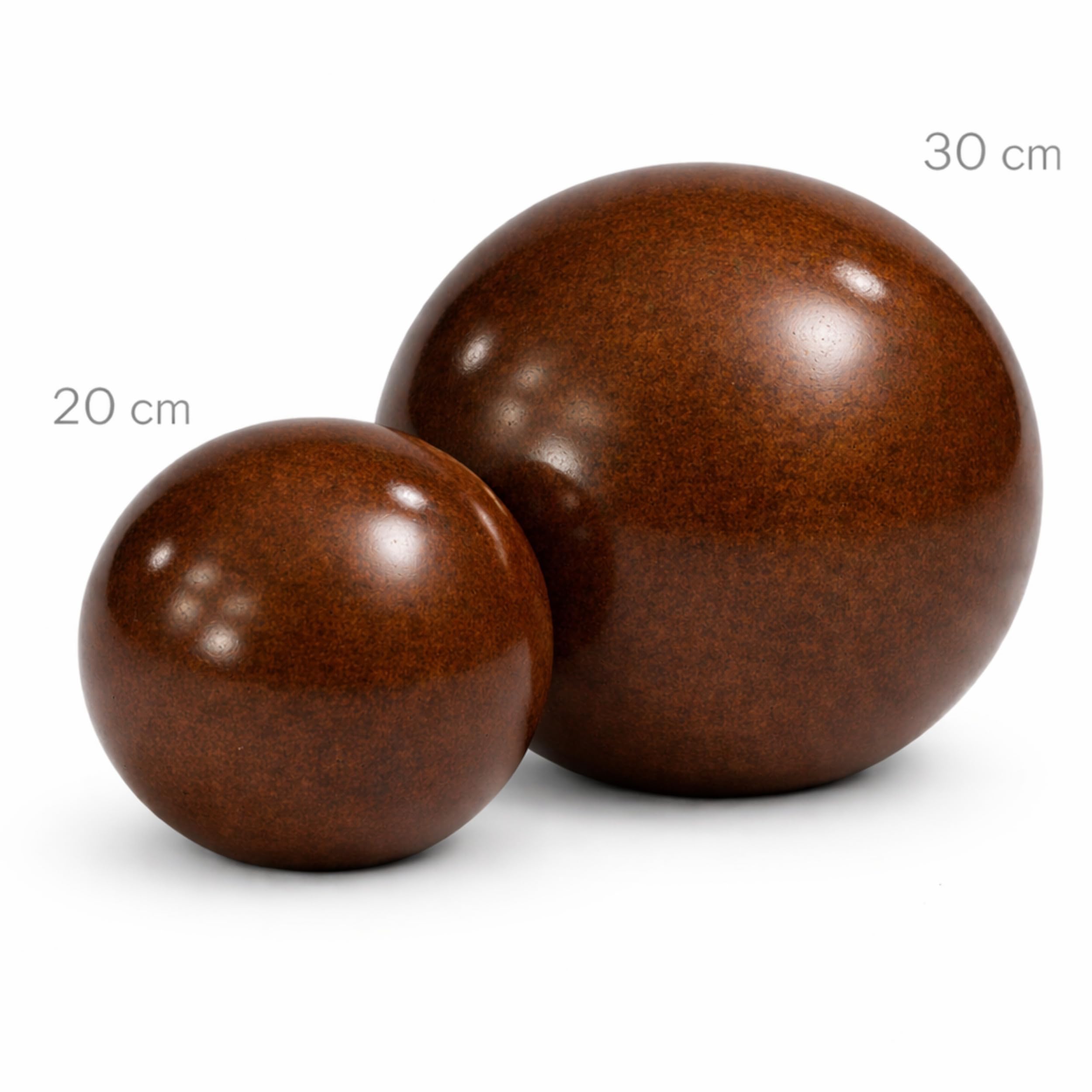 Dekokugeln 2er Set – Ø 20 & 30 cm – Steinzeug Keramik Gartenkugeln frostfest, UV-beständig & witterungsbeständig – Gartendeko für Garten, Terrasse & Balkon (Braun)
