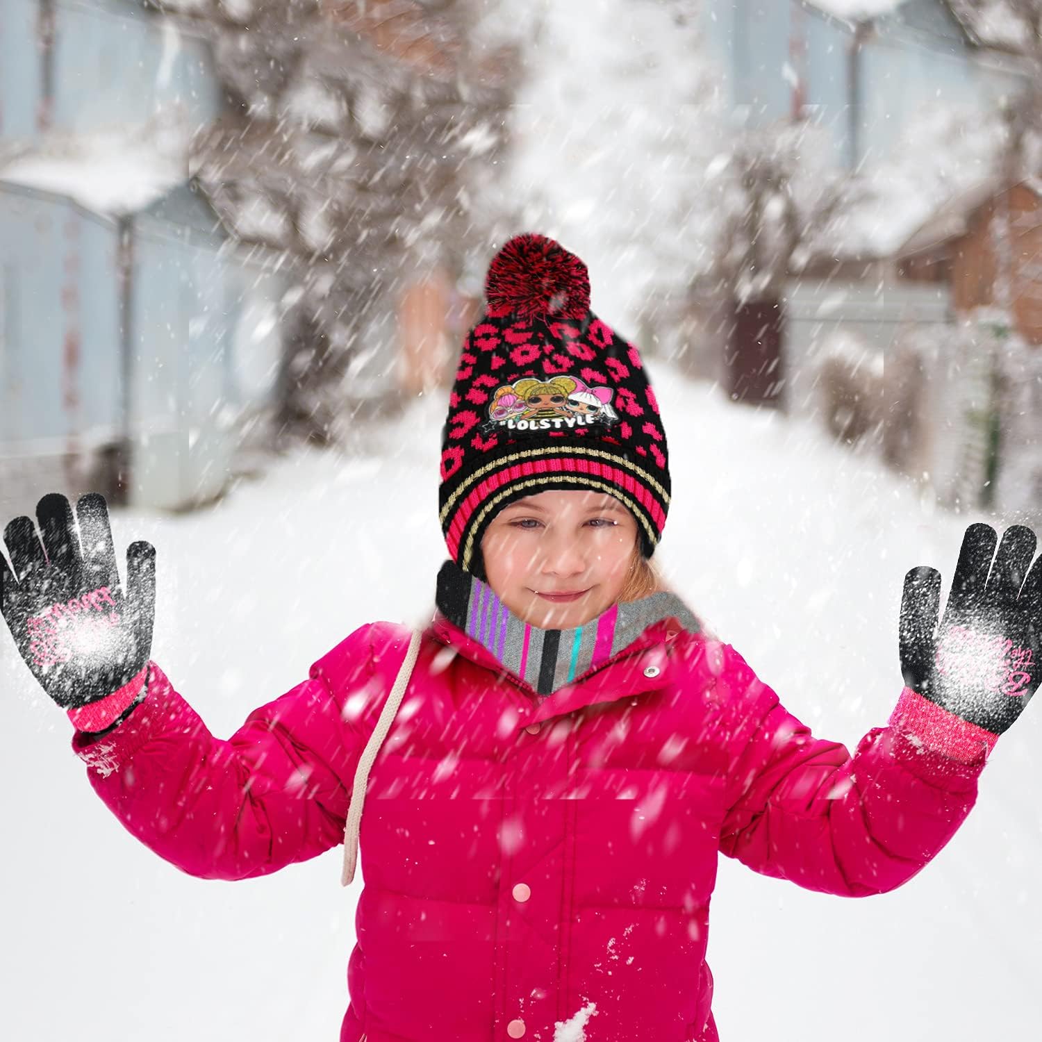 L.O.L Surprise! Girls and Toddler Winter Hat and Glove Set, Kids Winter Hat with Scarf and Toddler Hat and Glove Set