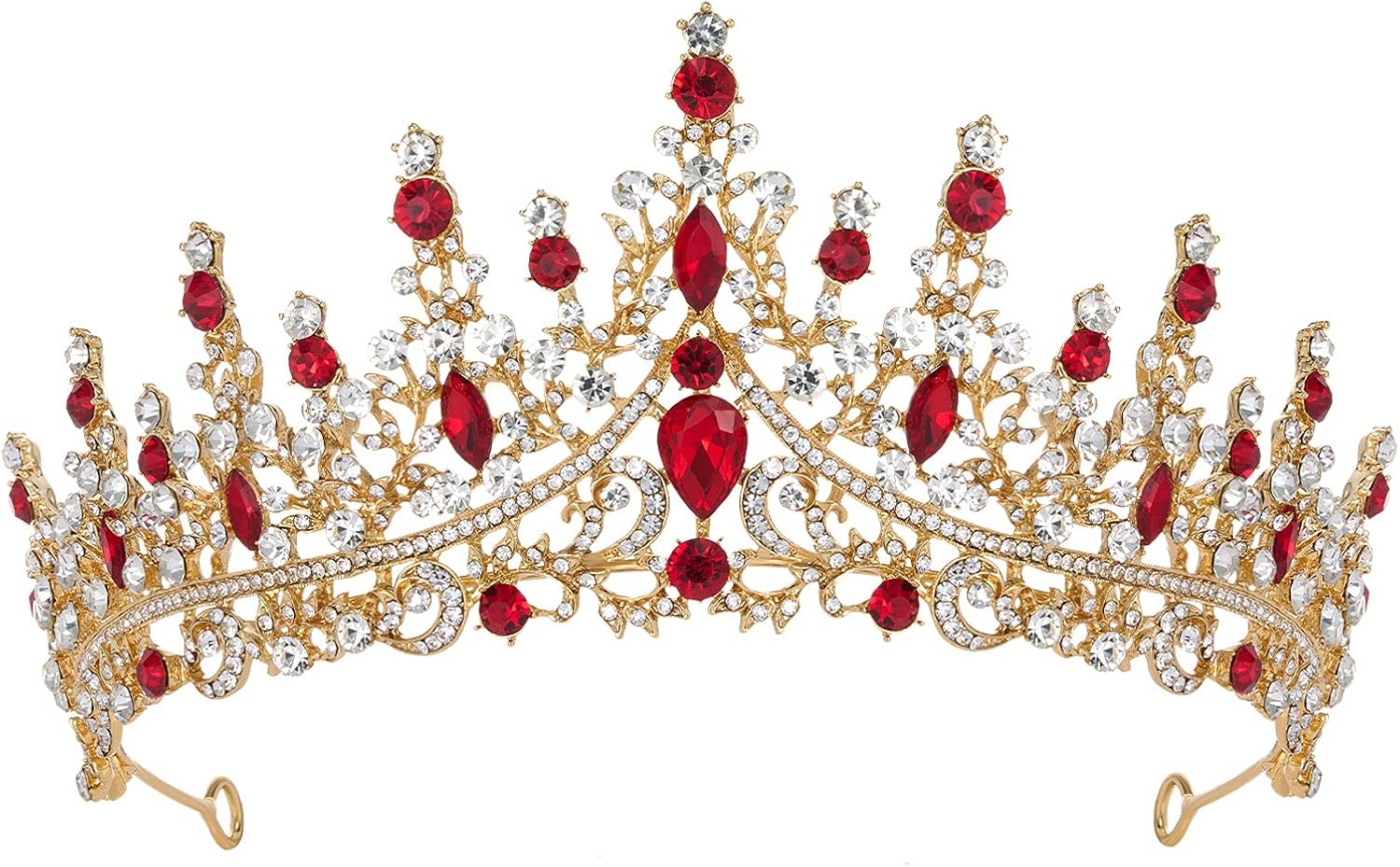SWEETV Crystal Wedding Tiara for Women, Royal Queen Crown Headband, Rhinestone Princess Hair Accessories for Prom Birthday