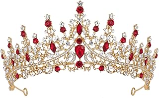 SWEETV Crystal Wedding Tiara for Women, Royal Queen Crown Headband, Rhinestone Princess Hair Accessories for Prom Birthday