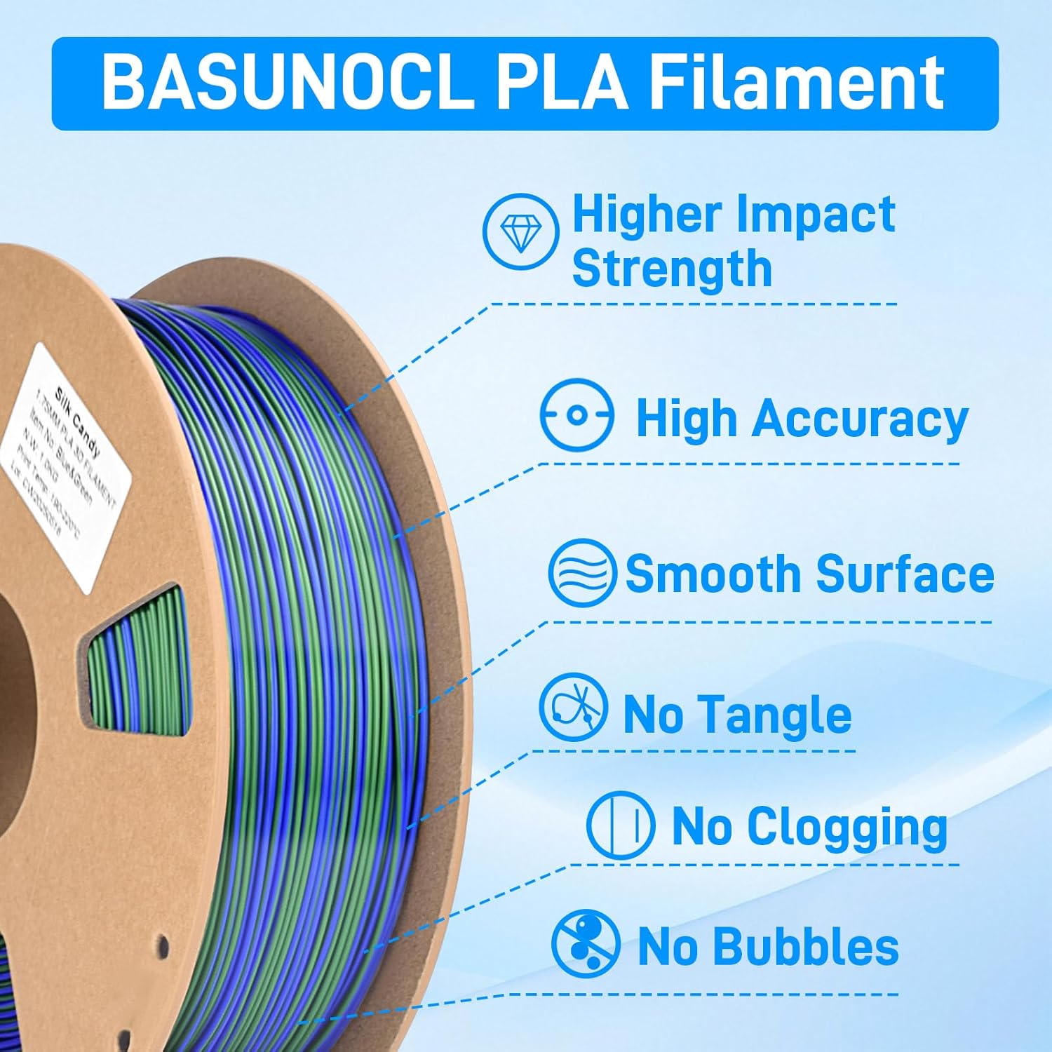 Silk Dual Color PLA Filament 1.75mm(+/- 0.03mm), Neatly Wound 3D Printer Filament Bicolor Filament Two Tone Twist PLA 1KG(2.2lbs), Fit Most FDM 3D Printers