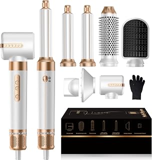 Yitrust 7-in-1 Blow Dryer Brush with AutoWrap Curling Wand, 110,000 RPM Negative Ionic Styler, Diffuser & Brushes for Curls, Volume & Straight Hair