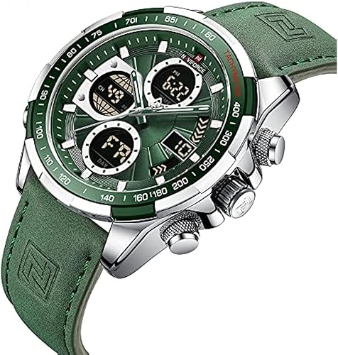Miniatura 2 de NAVIFORCE Relojes digitales militares para hombre, analógico, cuarzo, impermeable, reloj deportivo multifuncional de cuero