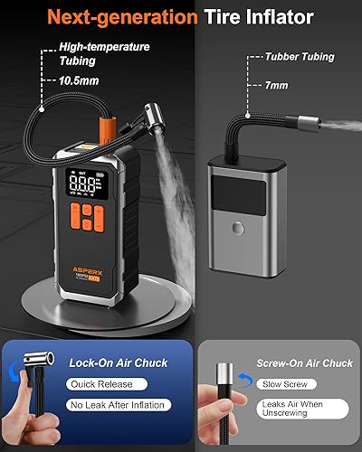 Miniatura 4 de 160PSI Tire Inflator Portable Air Compressor - Cordless Air Pump for Car Tires with 10000mAh Battery, 4+N Smart Modes, Digital Pressure Gauge, LED