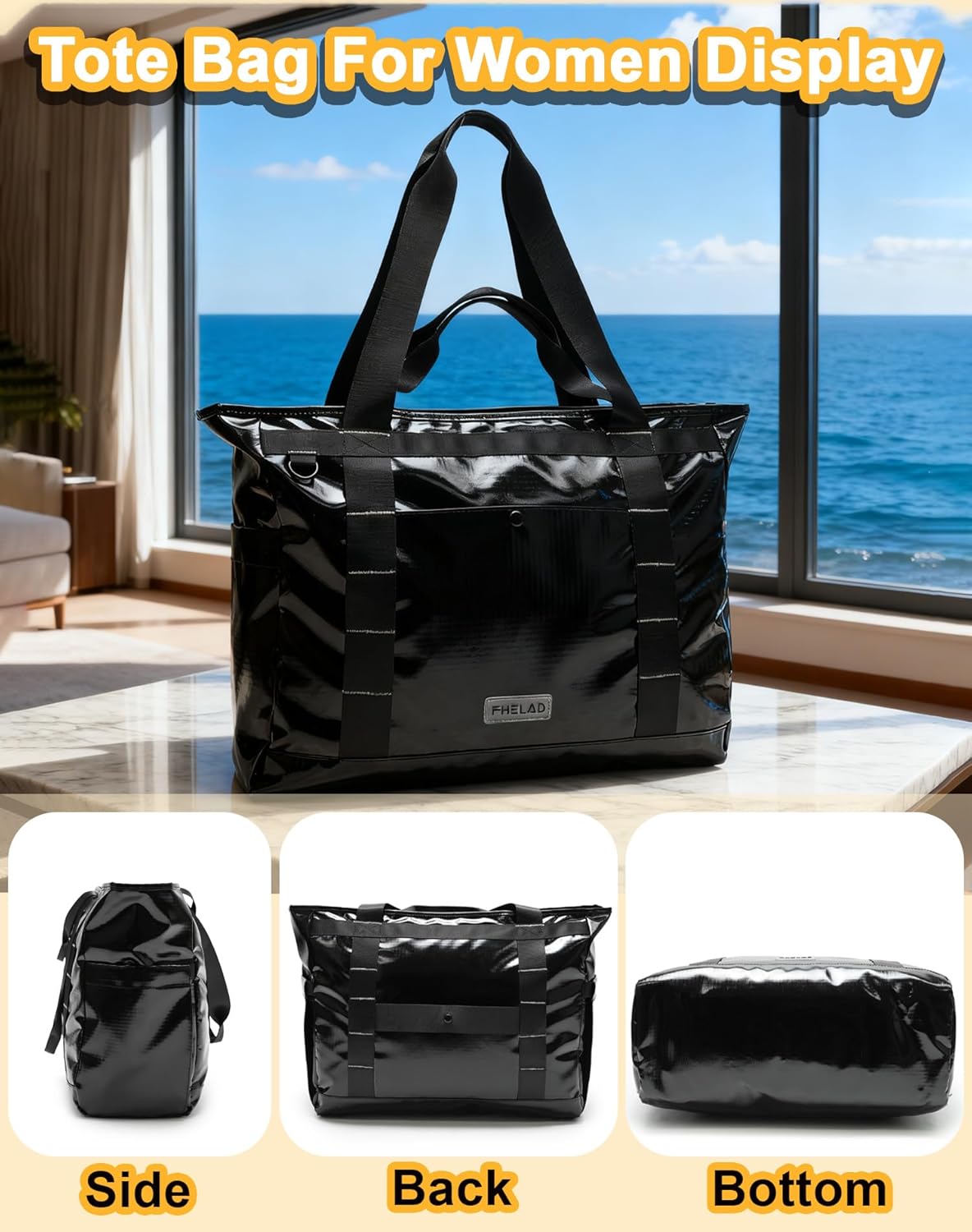 Laptop Tote Bag for Women, Work Shoulder Handbag with 15.6" Laptop and Multi Pockets Office Bag for Travel Nurse | Waterproof Sandproof, Outside Snap Pocket, Zipper is Smooth, Luggage Strap - Image 8